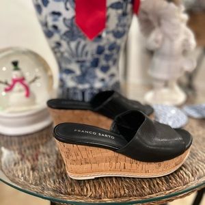 Franco Sarto Black Slip On Wedge